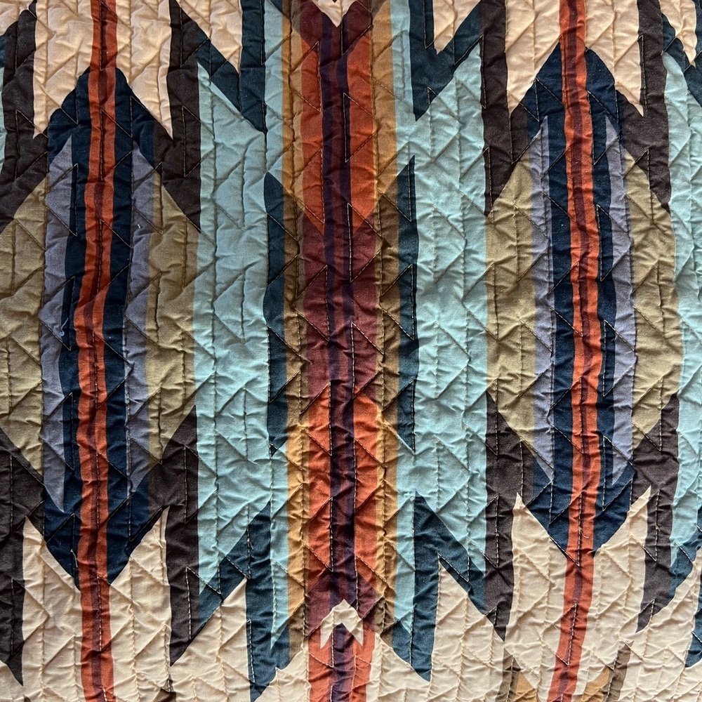 Pendleton Southwest-Inspired Quilt in Blue, Brown, and Cream